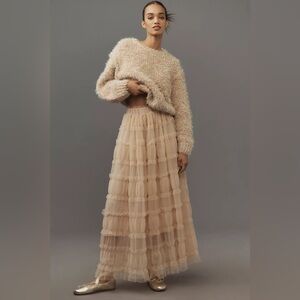 Anthropologie Cream Maxi Skirt